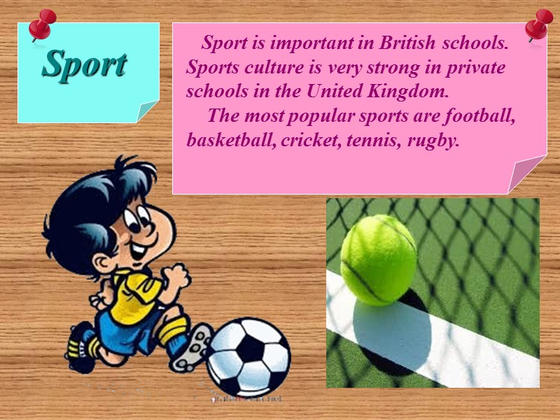 Sport     Sport is important in British schools.  Sports culture